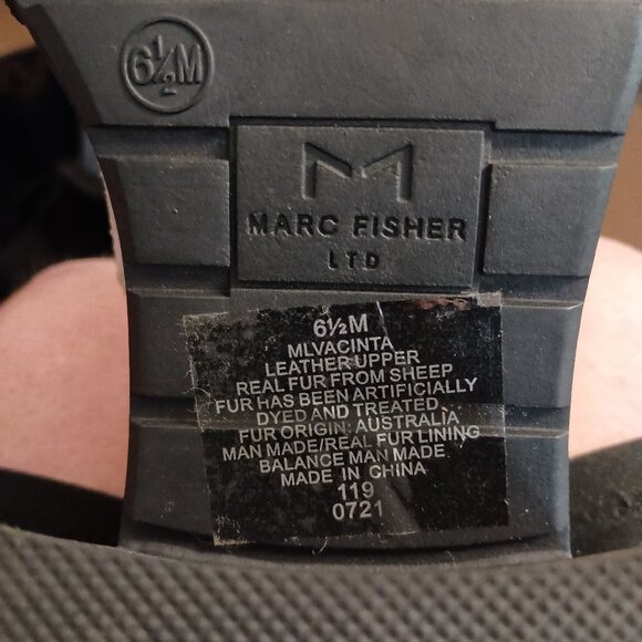 Marc Fisher Vacinta Gray Suede Shearling Heeled Combat Booties Women’s 6.5 - Picture 9 of 11